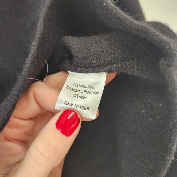 Garnet Hill Lambs Wool Angora Black Button Down Cardigan Sweater Beaded S - Picture 5 of 6